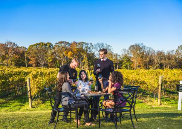 Women wine tasting at a vineyard