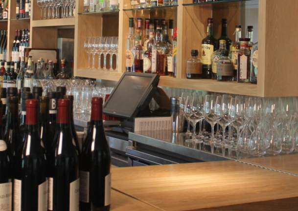 Bar with wine bottles