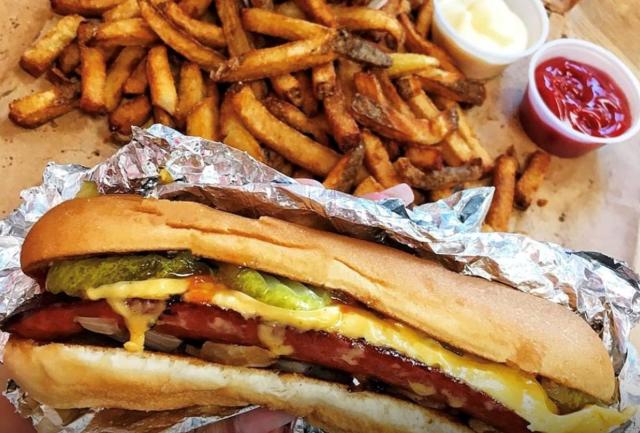 Kosher Hot Dog w/ Cajun Fries - Picture of Five Guys, Champaign -  Tripadvisor