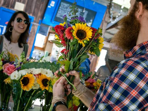 bouquet of flowers at farmers market