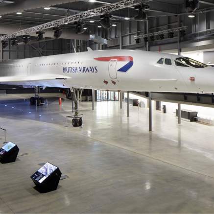 British Airways Concorde Alpha Foxtrot supersonic airliner inside Concorde Hangar at Aerospace Bristol - credit Adam Gasson