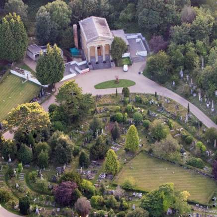 An aerial view of Arnos Vale Cemetery in Brislington, Bristol - credit Paul Box
