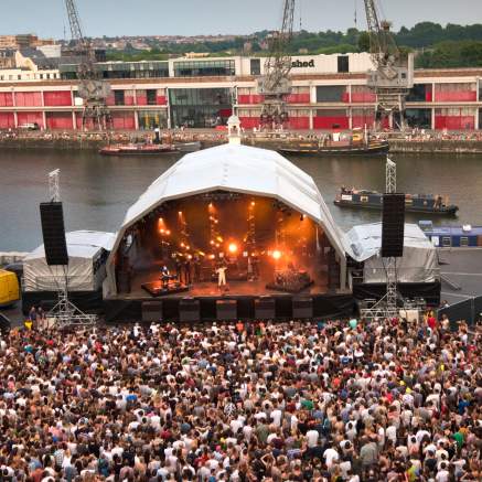 An aerial view of the crowd and stage at Bristol Sounds - Credit Crosstown Concerts
