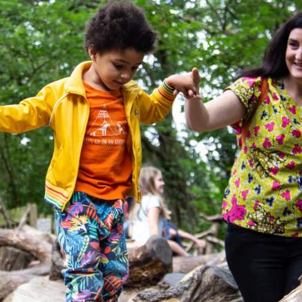 Family playing outside at Bristol Zoo Project - credit Bristol Zoo Project