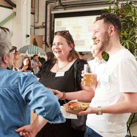 People talking at food and drink event - credit Charlotte Tolhurst
