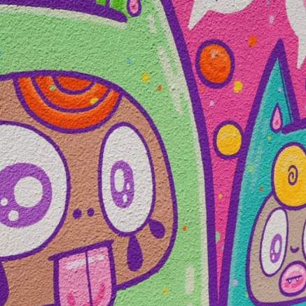 Colourful mural by Ejits at Weston Wallz
