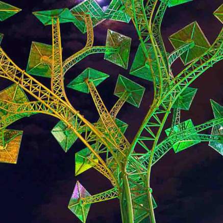 A tree made out of solar panels outside the We The Curious science centre on Millennium Square on Bristol's Harbourside - credit Janet Gibson