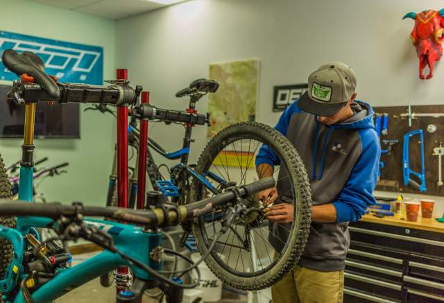 Person working on a bike