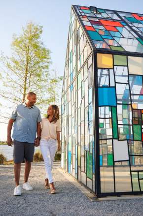 Couple at Glass House in Lake Nona