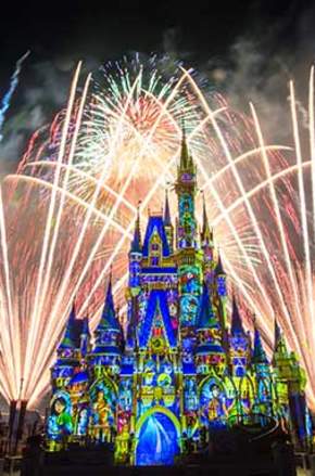 Magic Kingdom® Park fireworks at Cinderella Castle