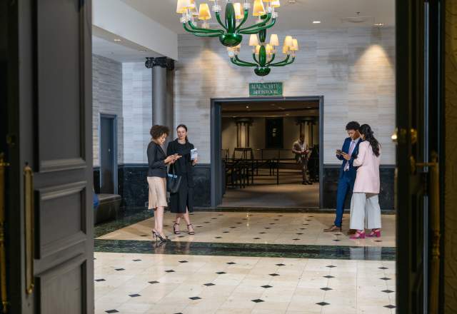 people waiting in hotel