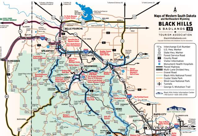 Black Hills and Badlands Map