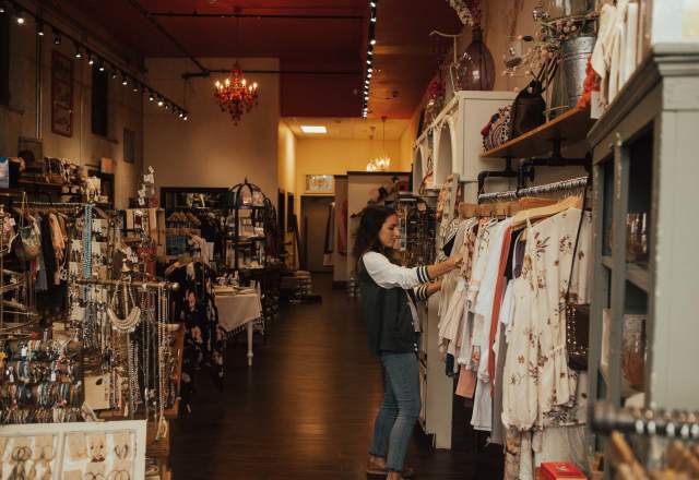 Woman shopping in local boutique in Downtown Rapid City, SD
