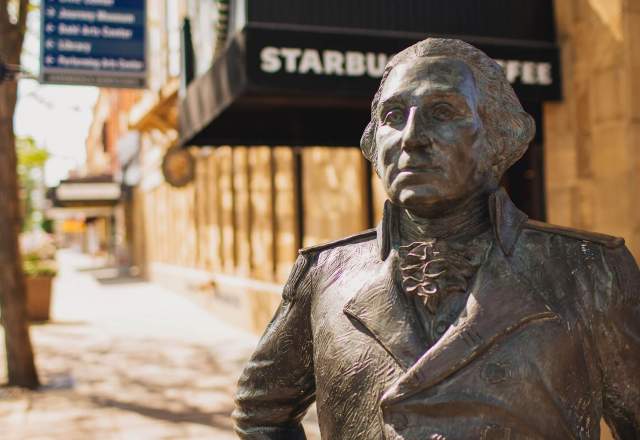 George Washington's statue in the City of Presidents downtown Rapid City, SD