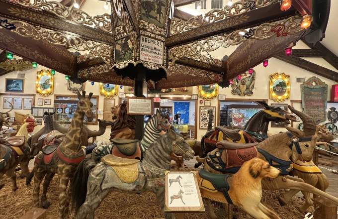 The menagerie carousel featuring more than a dozen unique figurines, is the centerpiece of the museum.