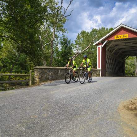Bikers at Covered Bridge