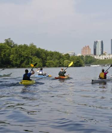 People kayaking on the Tennessee River