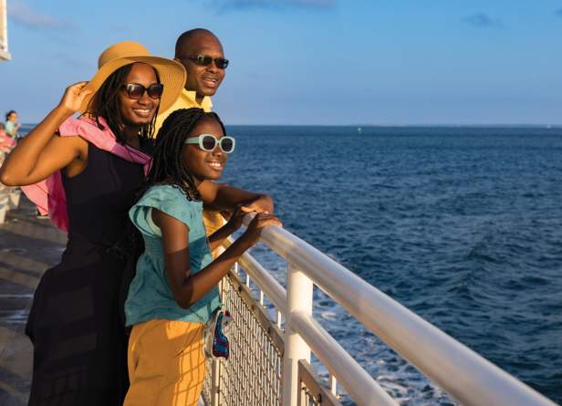 family on a ferry