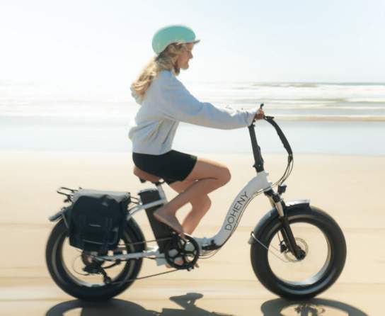 Woman Electric Bicycle Beach