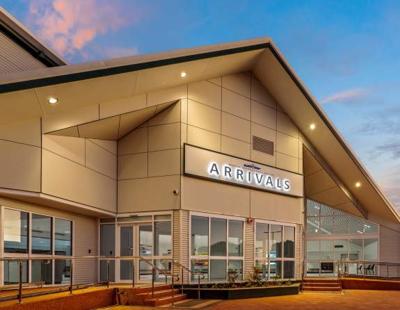 Exterior view of arrivals area at Broome International Airport