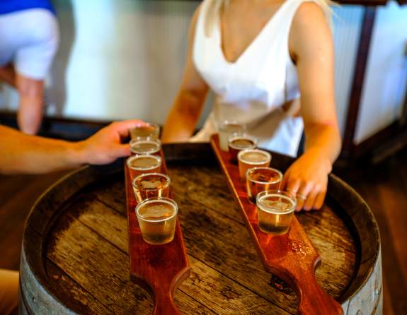 Tasting paddles at Matso's Broome Bewery.