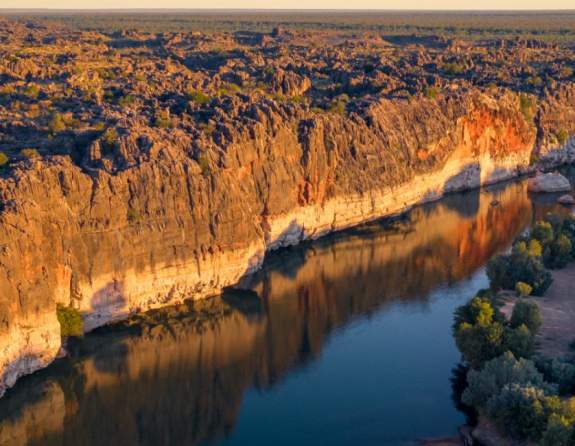 Aerial view of Danggu Geikie Gorge