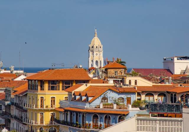 Vista panorámica del Casco Antiguo y su arquitectura colonial en la Ciudad de Panamá.
