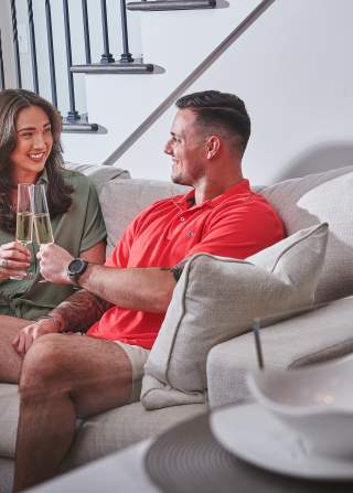loving couple drinking wine
