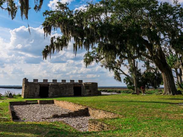 View of Fort Frederica National Monument on St Simon Island in Georgia