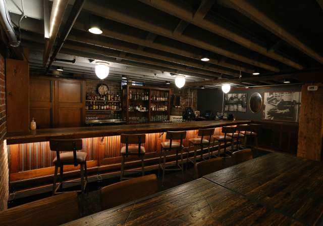 The bar at Ken's Speakeasy in Des Moines is decorated to look like a Prohibition-era bar.