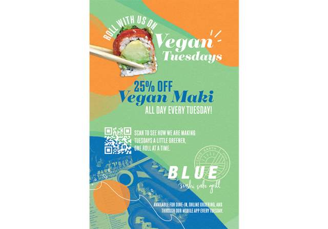 25% off All Vegan Maki, All Day, Every Tuesday!