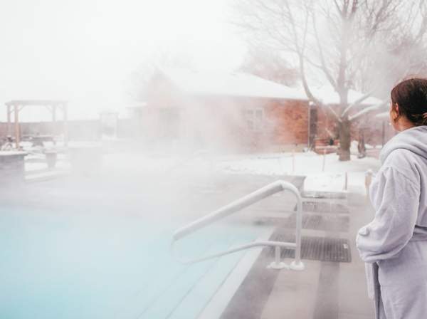 A woman relaxing in a spa