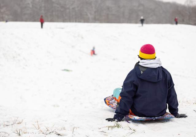 Sledding - Winter - Snow - Huntsman Lake - Burke - OBVFX - April Greer