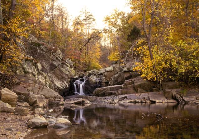 Waterfall during autumn time