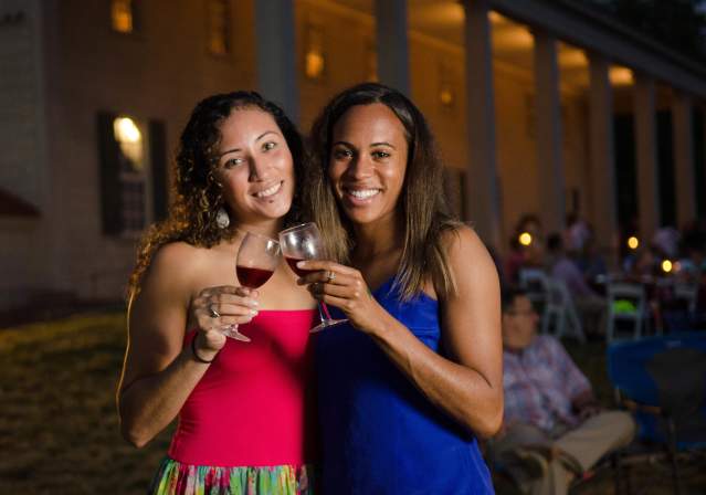 Two Ladies Enjoying Beverages at George Washington's Mount Vernon.