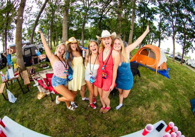 A group of friends at XRoads41 Music Festival Campgrounds in Oshkosh, Wisconsin