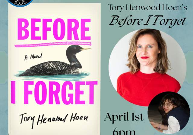 Author Event! Tory Henwood Hoen's "Before I Forget"