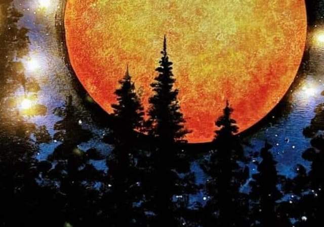 Blood Moon (With LED Lights)  - Painting Class