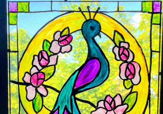 Elegant Peacock Glass Art - Painting Class