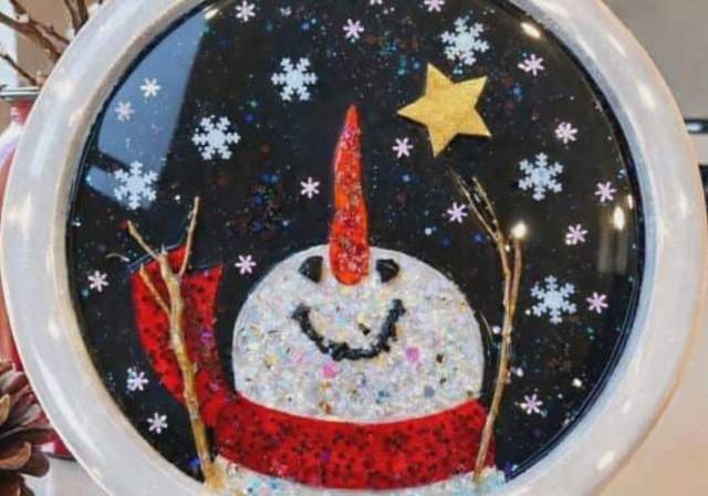 Sparkling Snowman- Charcuterie Resin Tray! - Painting Class