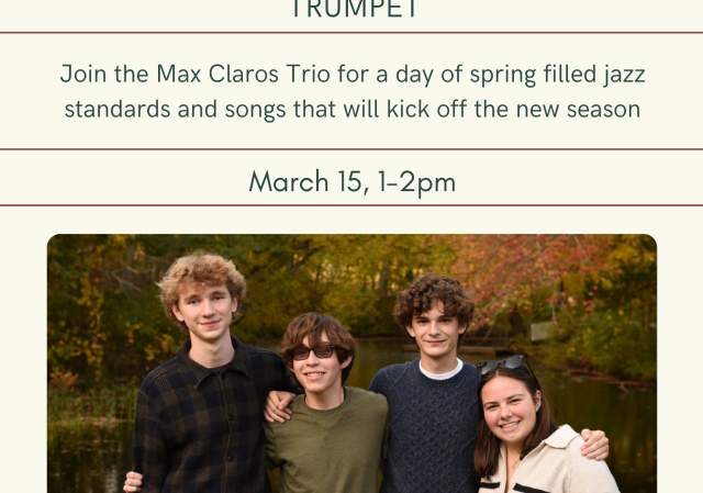 Spring Jazz Afternoon with The Max Claros Jazz Trio
