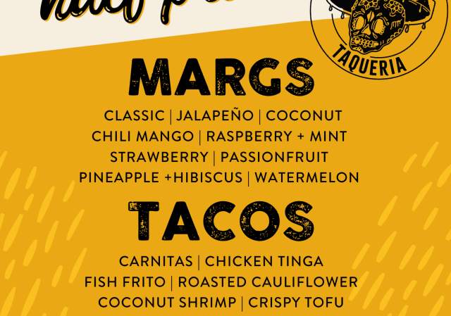 Half Price Tacos and House Margs at Yellow Door Taqueria!