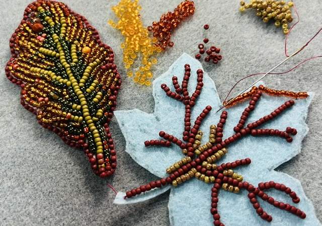 Autumn Leaves - Bead Embroidered Pin Making with Donna Tavares