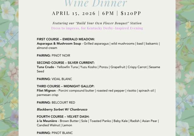 Kentucky Derby Wine Dinner