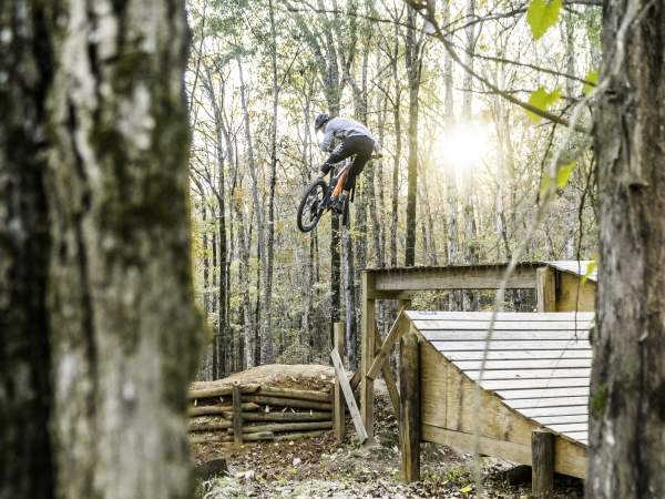 Mountain biker catching air