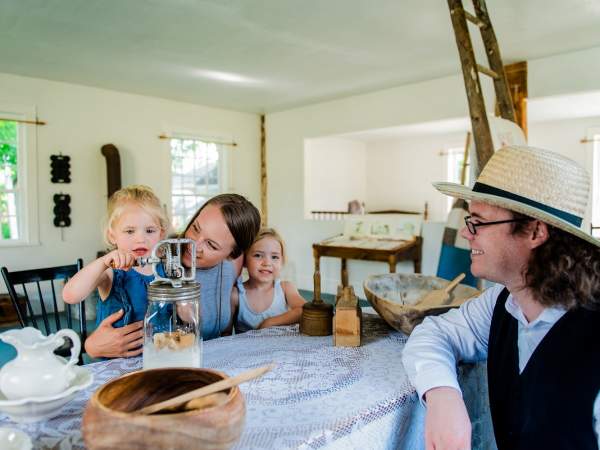 Family at churn back time museum