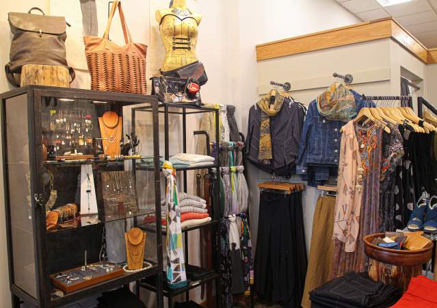 Displays of clothing, jewelry, and accessories at Mirth