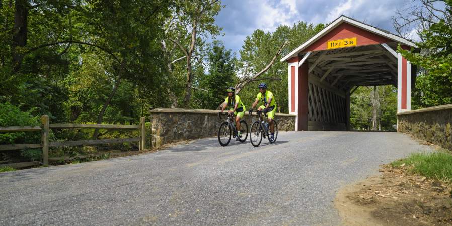 Bikers at Covered Bridge