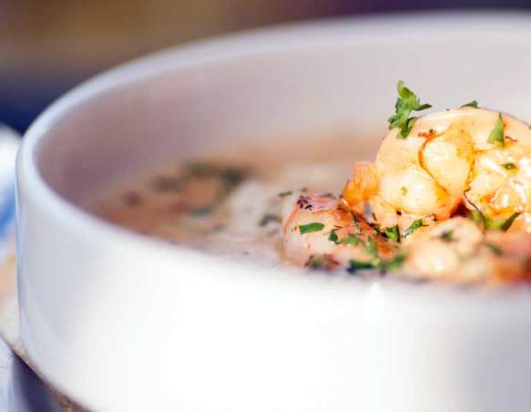 Overhead View of Shrimp and Grits