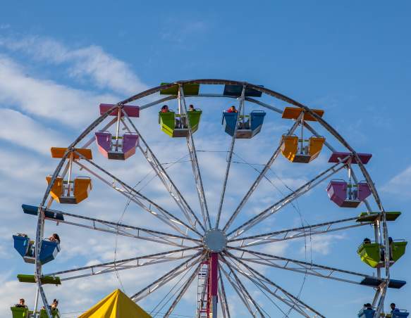 View of Colorful Ferris Wheel at State Fair of Louisiana